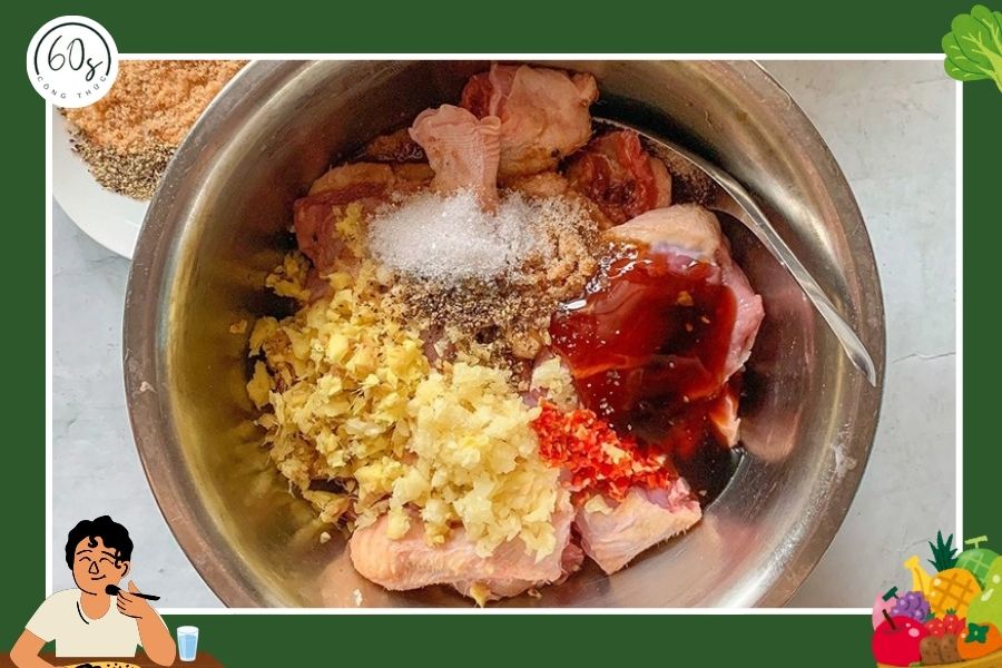 ướp thịt ngan cùng với một số gia vị